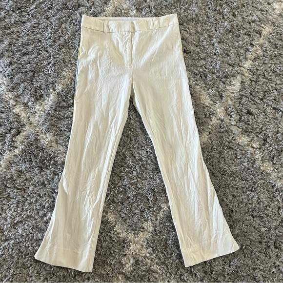 Derek Lam 10 Crosby Cropped Cropped Kick Flare Trousers in White Multicolor sz 4 - Picture 1 of 3